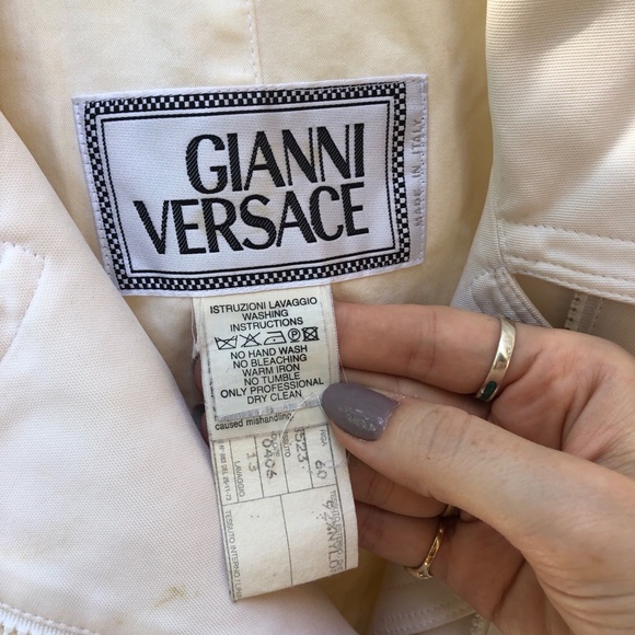 VINTAGE VERSACE White Zip Up Jacket - Picture 4 of 12